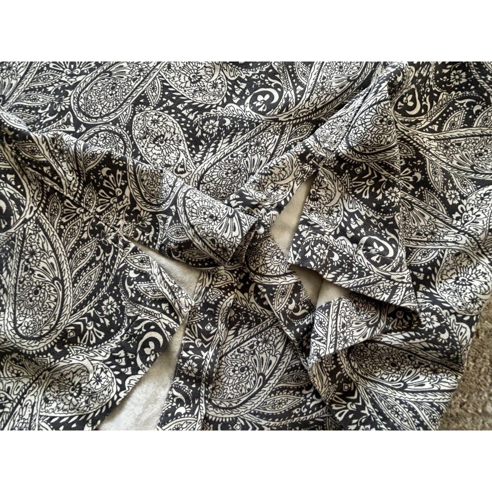 Vintage Silk Hawaiian Shirt Mens XL Black White Paisley Print Collared Button Up - Picture 9 of 11